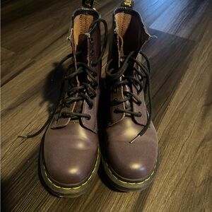 Dr. Martens Leather Lace-up Purple Boots